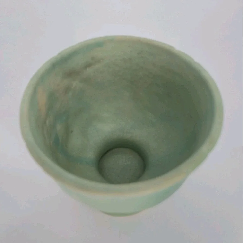 Vintage Weller Pottery Dogwood Flower Aqua Green Footed Vase Planter 4 In. Deco